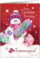 December Birthday, Snow woman Shopping card