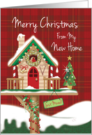 Christmas I’ve Moved. Cute Festive Birdhouse with Robin. card