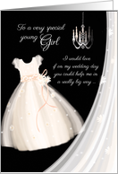 Flower Girl Request - Cute Girl’s Dress with Chandelier and Veil card