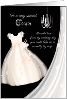 Flower Girl Request Cousin - Girl’s Dress, Chandelier and Veil card
