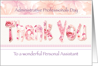 Personal Assistant, Admin Pro Day - Floral Thank You in Pink Tones card