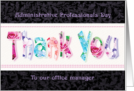 Office Manager, Admin Pro Day - Floral Thank You on Black card