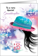 Granddaughter, 18th Birthday - Girl in Hat with Decorative Design card