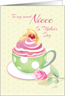 Mother’s Day, Niece - Cup of Cupcake with Rose card