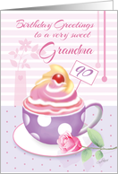 Grandma, 90th Birthday - Lilac Cup of Cupcake card