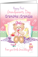 1st Grandparents Day, From Granddaughter - Girl Teddy with Giraffe card