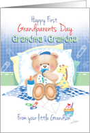 1st Grandparents Day, From Grandson - Boy Teddy with Giraffe card