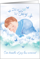 Announcement, Baby Boy - Baby Boy Asleep on Cloud card