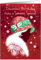December Birthday, Someone Special - Pretty Girl in Red Hat. card