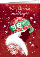 Christmas, Granddaughter - Girl in Trendy Red Hat card
