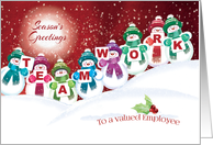 Business, Teamwork, Christmas-Group of Snowmen Spelling Teamwork card