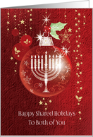Interfaith, Christmas, Hanukkah, Both of You - Bauble & Menorah card