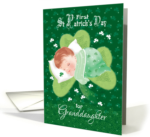 First St.Patrick's Day, Granddaughter-Baby Asleep on Shamrock card