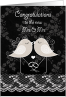 Lesbian Wedding Congratulations, Decorative Birds kissing card