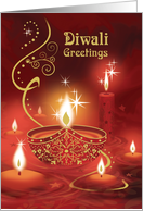 Diwali Greetings, Diya with Floating Candles card
