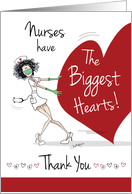 Nurses Day, Coronavirus, Quirky Masked Nurse with Huge Red Heart. card