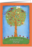 Cheerful School’s Out Party Invitationbrightly painted tree card