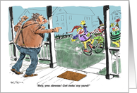 Funny retirement announcement with clowns cartoon card