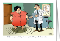 Weight loss announcement and the shadow scale cartoon card