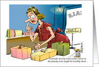 Amusing Boxing Day greeting and present accident cartoon card