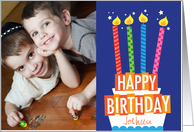 Bright Birthday Cake Custom Photo Birthday Card