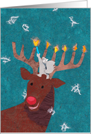 Reindeer Menorah for Christmas and Hannukah card