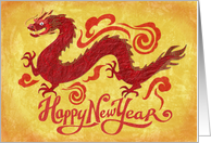 Red Dragon on Golden Yellow for Chinese New Year card