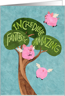Pigs Fly and Congratulations card