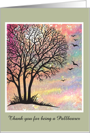 Thank you to Pallbearer with Tree and Sunset. card