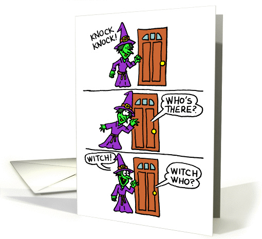 Knock Knock Witch Cartoon Happy Halloween card (1326896)