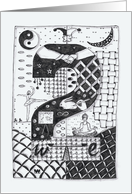 Number Two (2) black/white colouring tangle numerology friendship card