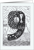 Number Nine (9) black/white colouring tangle numerology, leadership card