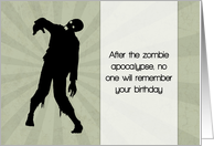 Funny Zombie Birthday Card with Sunburst card