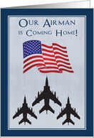 Announce to Everyone Your Airman is Coming Home with Fighter Planes card