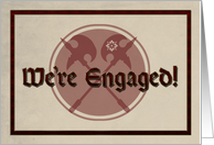 Medieval Wedding Announcement with Two Battle Axes card