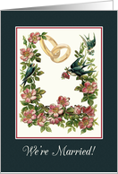Announce Your Marriage with this Vintage Garden Painting with Birds card