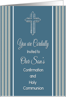 Boy Confirmation and Holy Communion Invitation with Stripes card