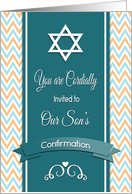 Boy Jewish Confirmation Invitation with Star of David and Chevron card
