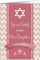Girl Jewish Confirmation Invitation with Star of David and Chevron card