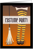 Witchs Legs with Broom Costume Party Invitation card