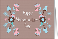 Pink, Brown, and Blue Floral Decoration for Mother-in-Law Day card