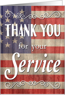 Thank You for Your Service with Flag for Veterans Day card