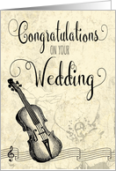 Vintage Congratulations on your Wedding with Violin card