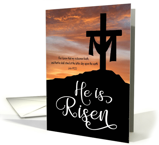 He is Risen with Cross and Sunset for Good Friday card (1502560)