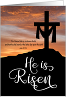 He is Risen with Cross and Sunset for Good Friday card