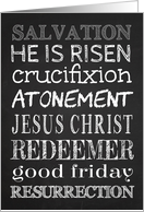 Retro Chalkboard with Encouraging Words for Good Friday card