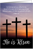 Three crosses with Gorgeous Sunset and Bible Verse for Good Friday card