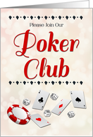 Poker Club Invitation with Cards, Chip and Dice card
