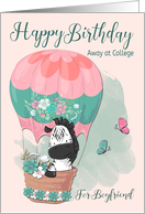 For Boyfriend Zebra in Hot Air Balloon for Happy Birthday Away at College card