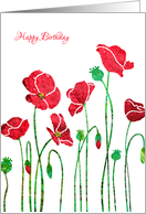 Happy Birthday Red Poppy, Elegant Graceful Floral Design, Collage card